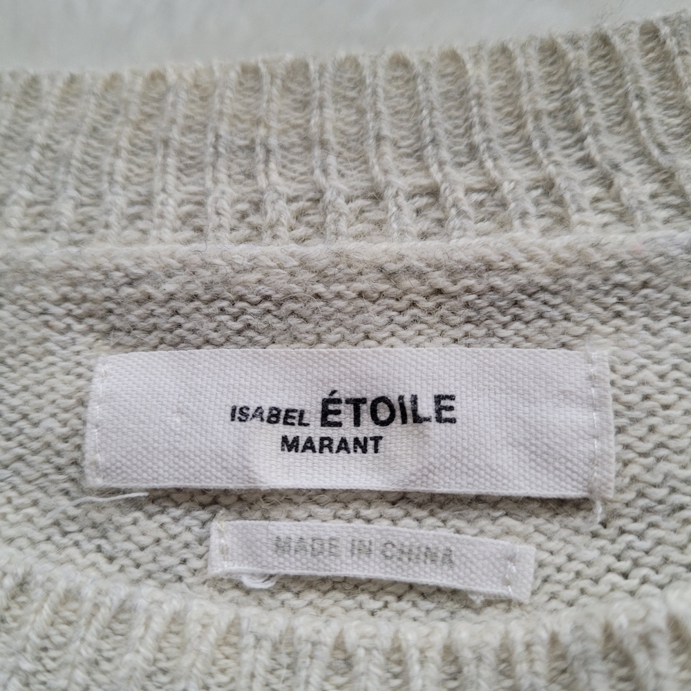 Isabel Marant Etoile Klee Cotton/Wool Blend Sweater In Light Heather Grey Sz 38 - Picture 5 of 8